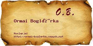 Ormai Boglárka névjegykártya